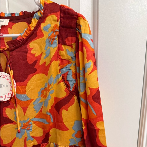 NWT Umgee Floral Long Sleeve Midi Dress sz M - Picture 5 of 8